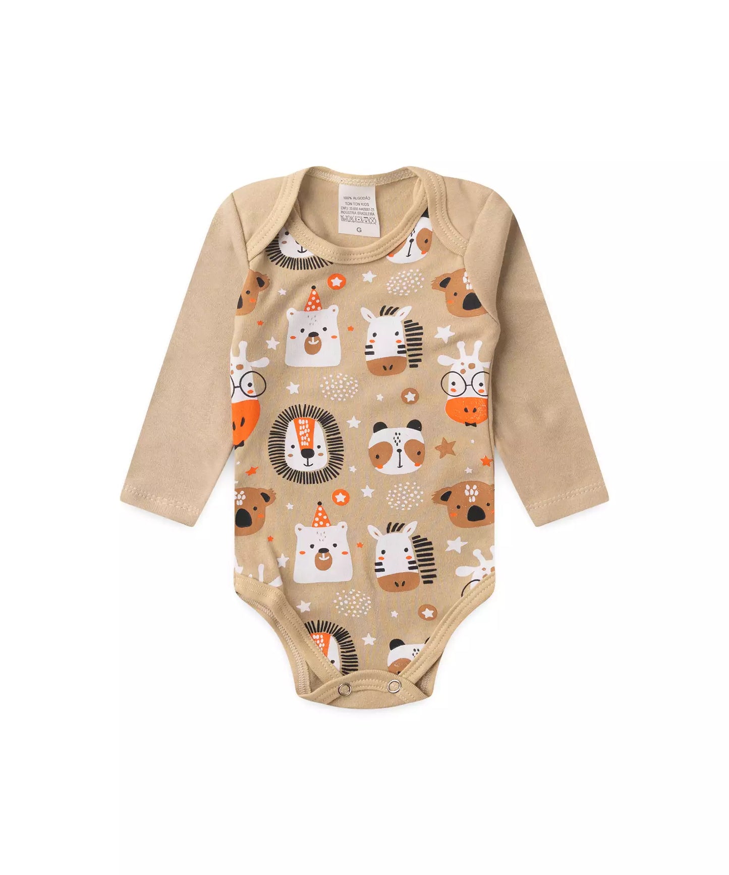 Conjunto Body para Bebê Menino Safari Marfim