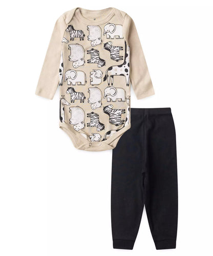 Conjunto Body para Bebê Menino Safari Marrom