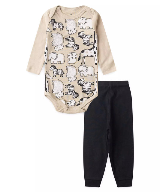 Conjunto Body para Bebê Menino Safari Marrom