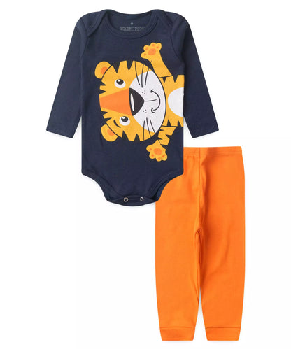 Conjunto Body para Bebê Menino Tigrinho Marinho