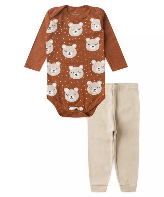 Conjunto Body para Bebê Menino Ursinho Marrom