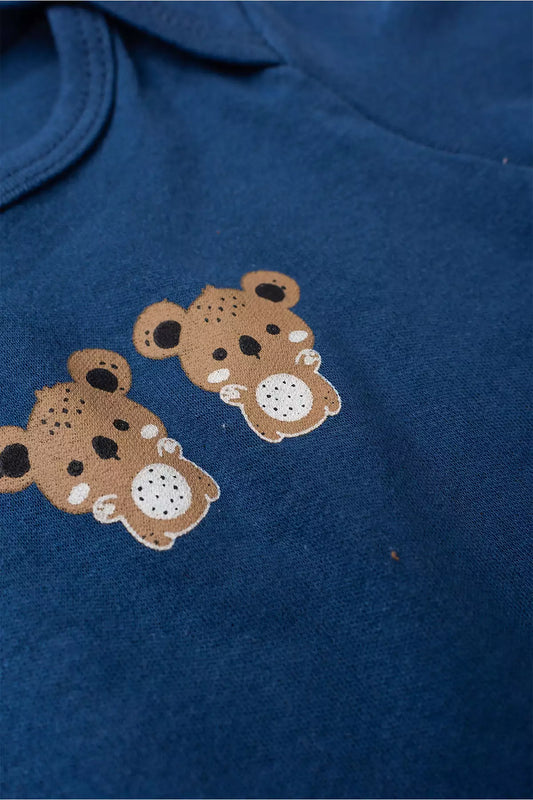 Conjunto Body para Bebê Menino Ursinhos Companheiros Azul