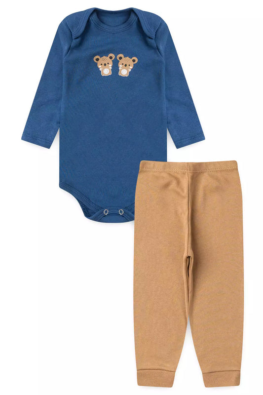 Conjunto Body para Bebê Menino Ursinhos Companheiros Azul