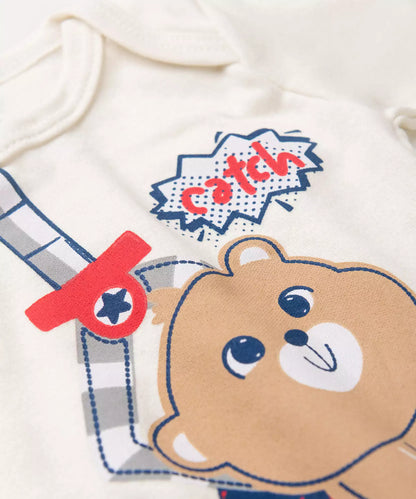 Conjunto Body para Bebê Menino Urso Marfim