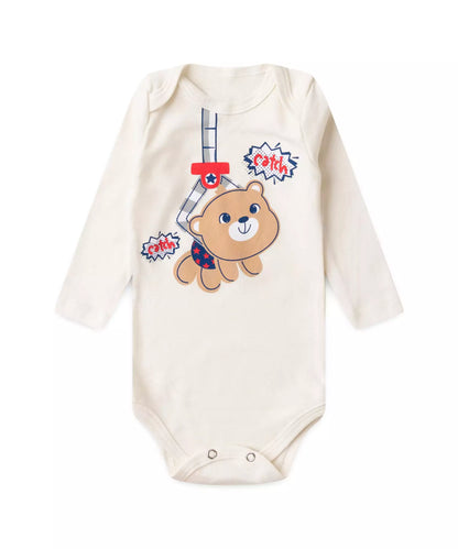 Conjunto Body para Bebê Menino Urso Marfim