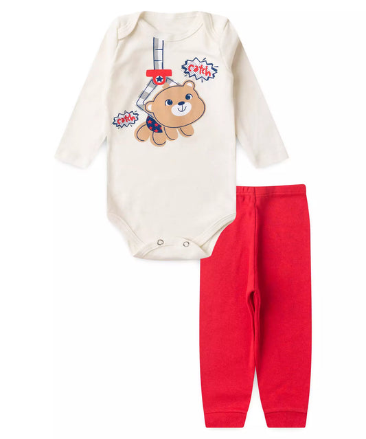 Conjunto Body para Bebê Menino Urso Marfim