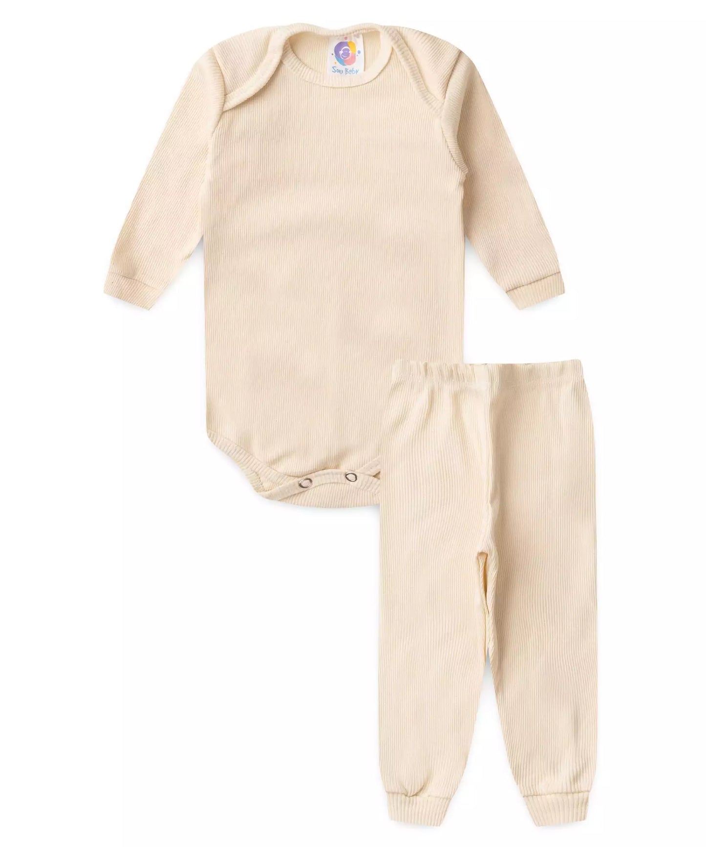 Conjunto Body para Bebê Unissex Básico Bege