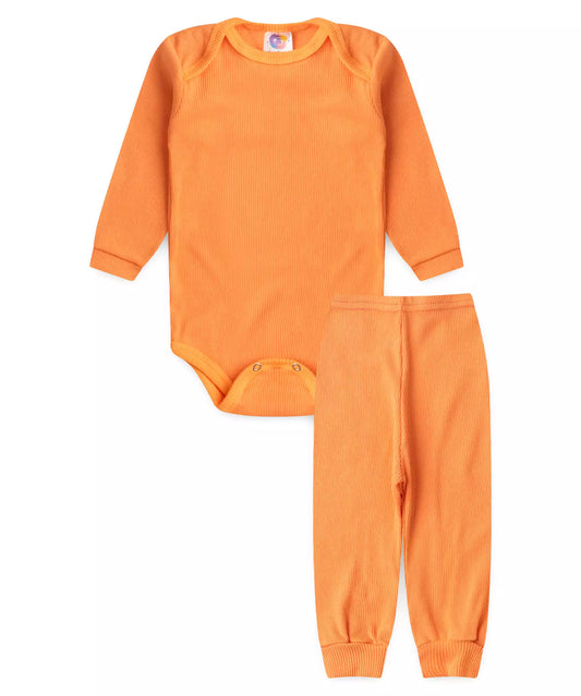 Conjunto Body para Bebê Unissex Básico Laranja