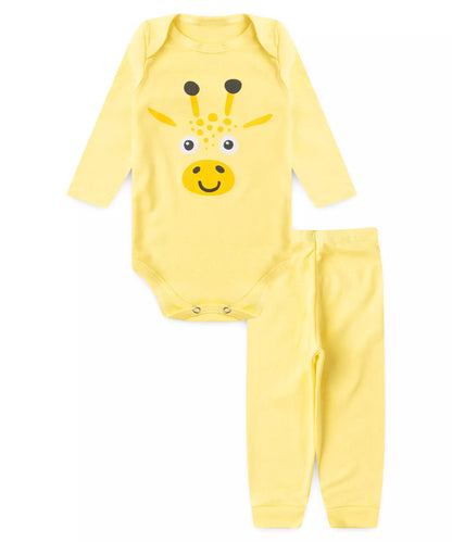 Conjunto Body para Bebê Unissex Girafinha Amarelo