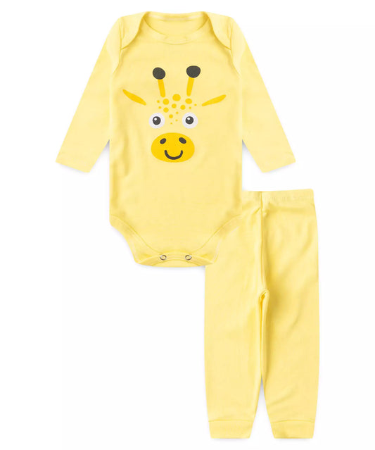 Conjunto Body para Bebê Unissex Girafinha Amarelo