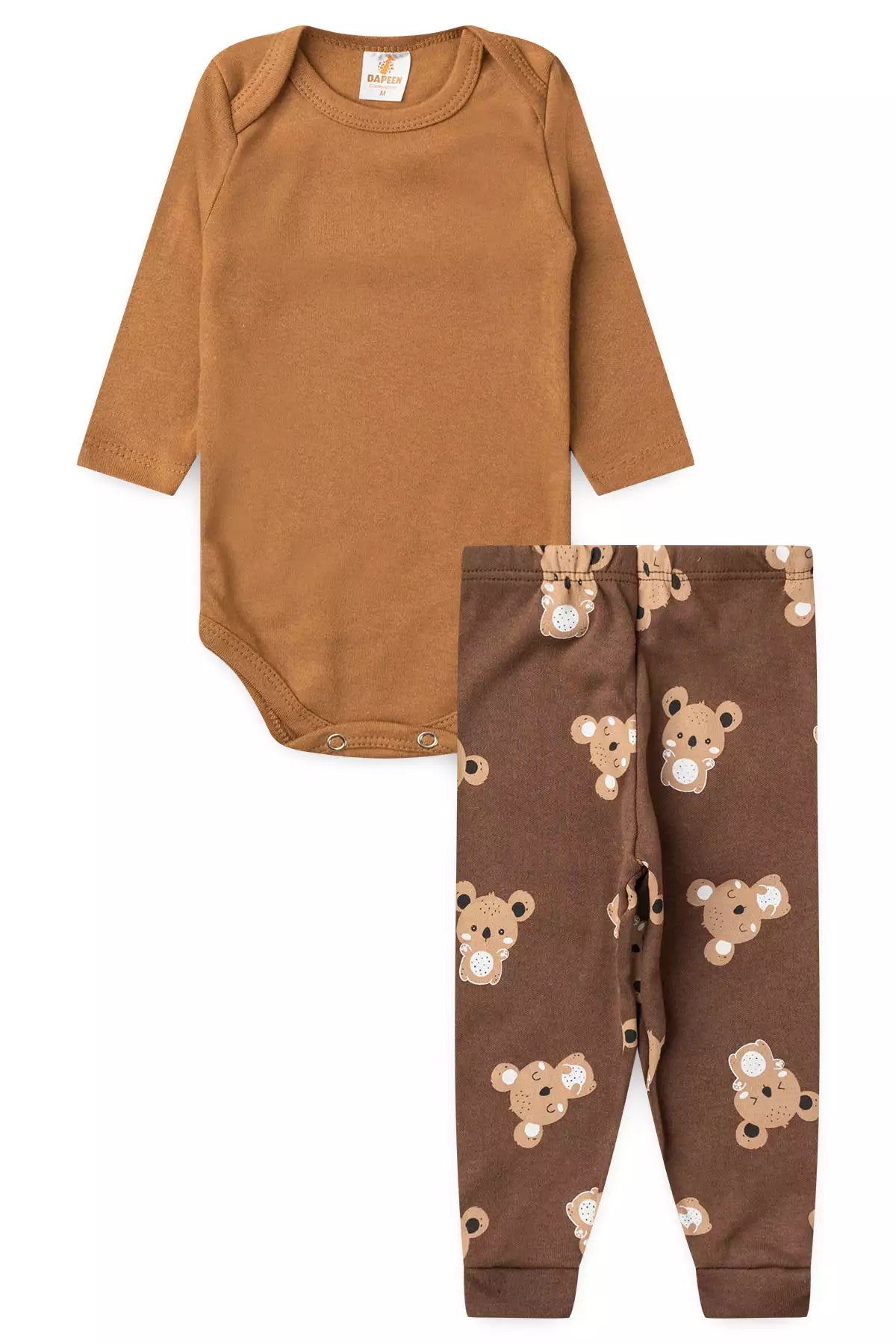 Conjunto Body para Bebê Unissex Ursinho Aconchego Marrom