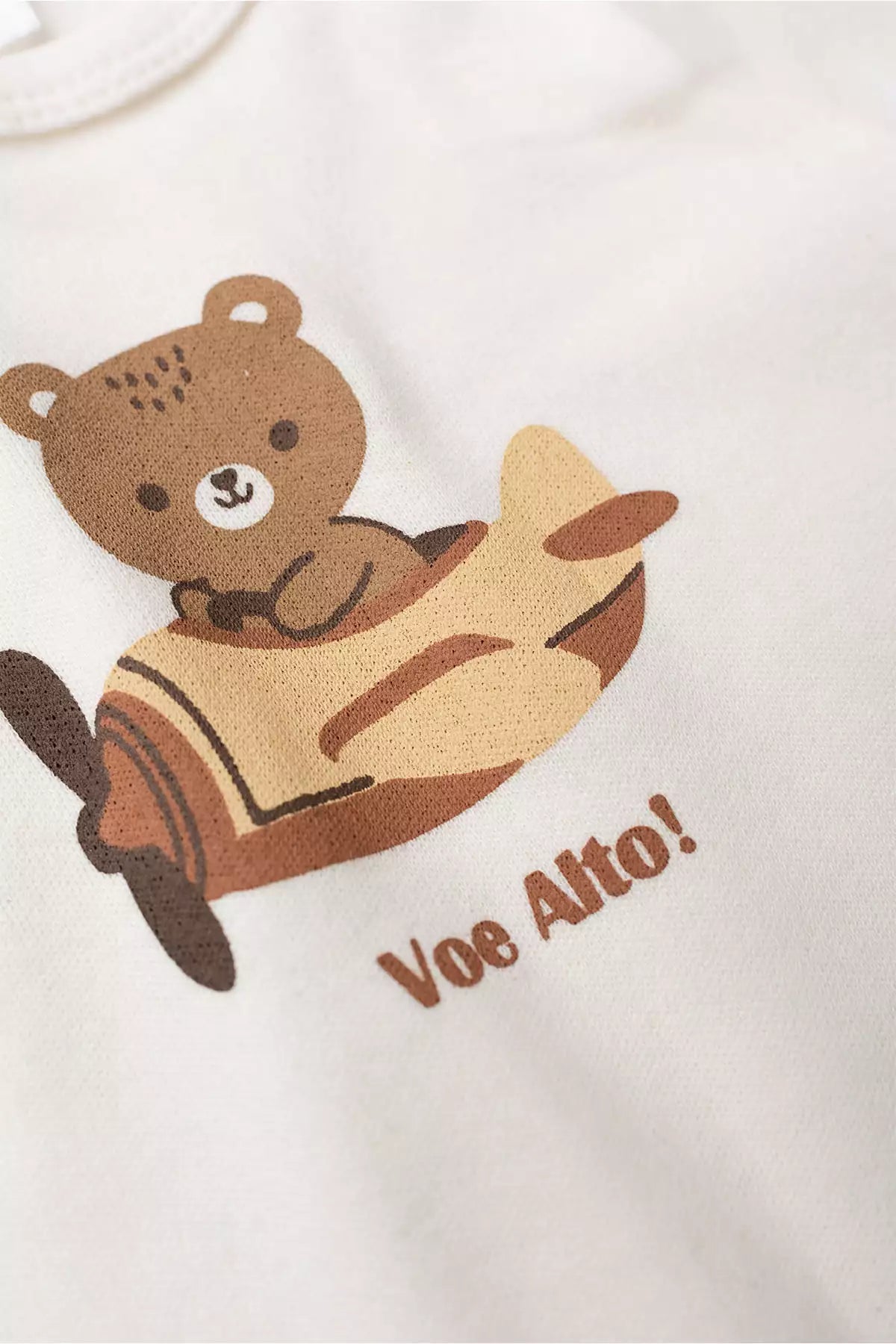 Conjunto Body para Bebê Unissex Ursinho Viajante Marfim