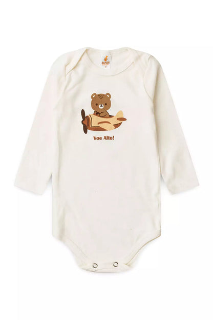 Conjunto Body para Bebê Unissex Ursinho Viajante Marfim