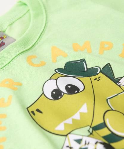 Conjunto Curto Bebê Menino Acampamento Dino Verde