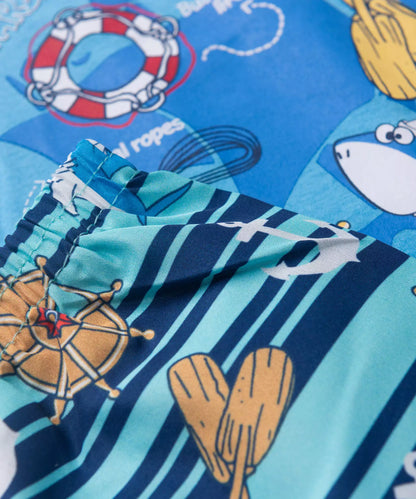 Conjunto Curto Bebê Menino Aventura Marinha Azul