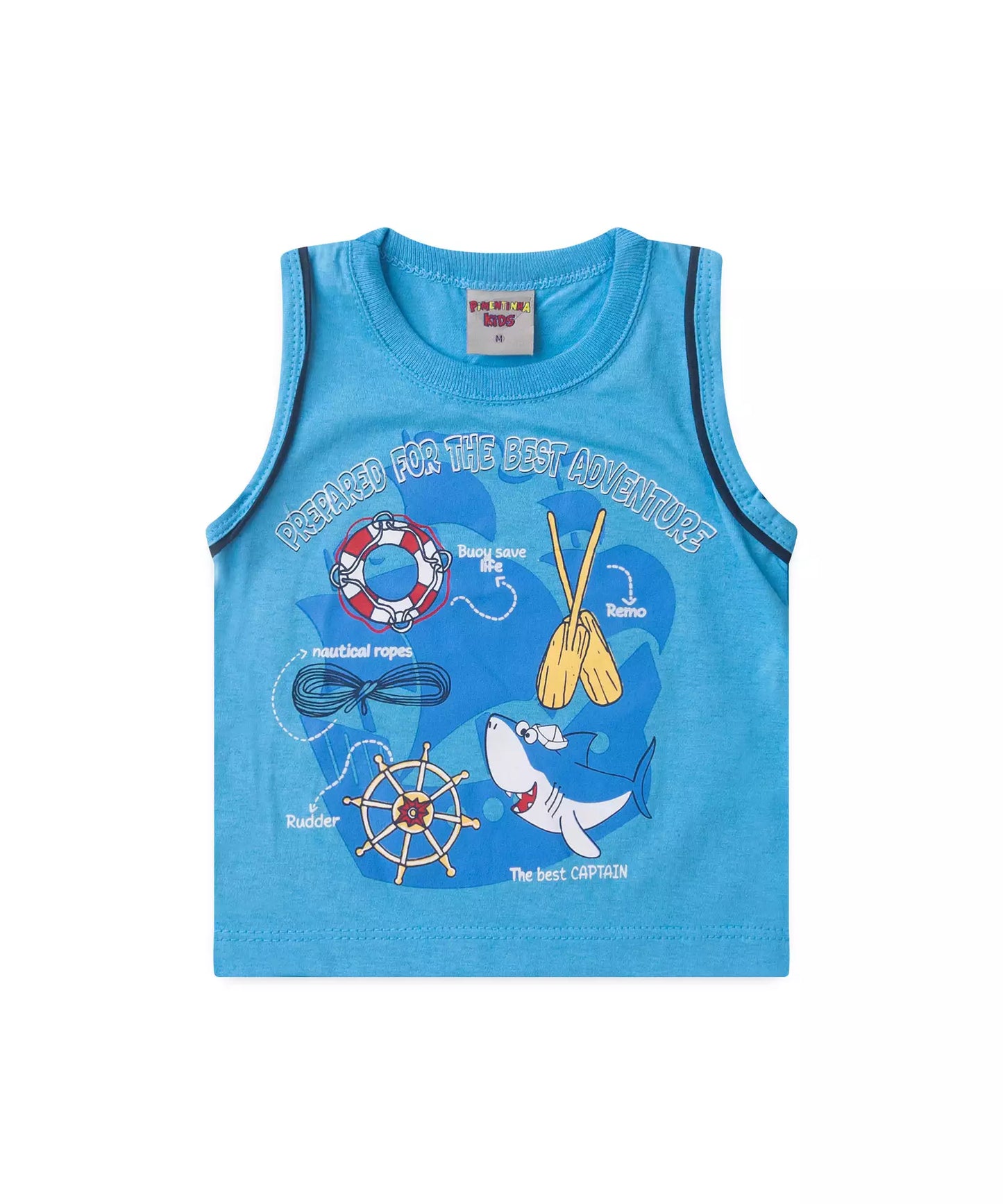 Conjunto Curto Bebê Menino Aventura Marinha Azul