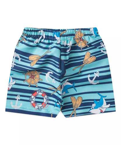 Conjunto Curto Bebê Menino Aventura Marinha Azul