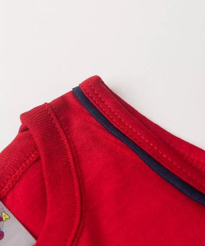 Conjunto Curto Bebê Menino Aventura Marinha Vermelho