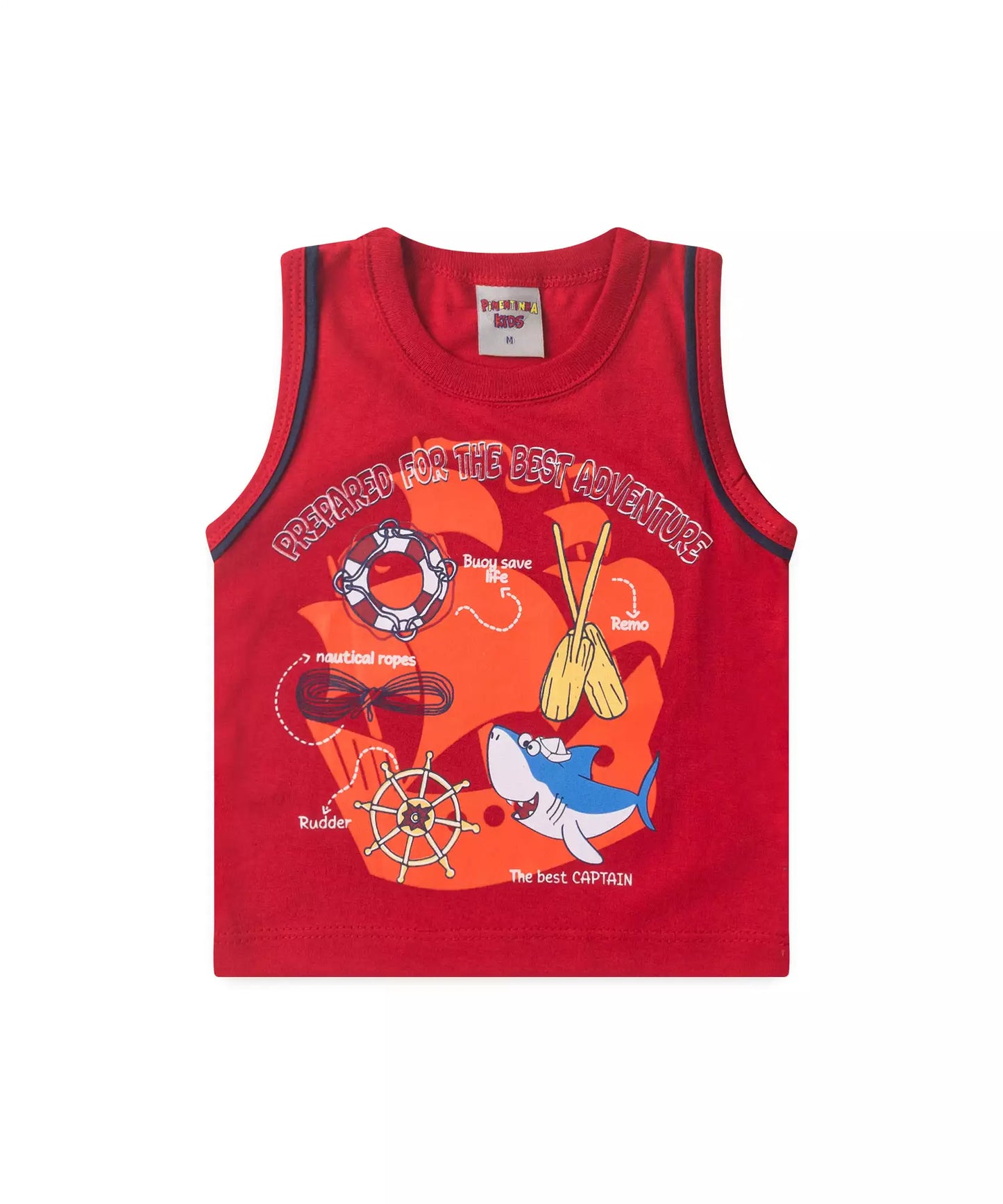 Conjunto Curto Bebê Menino Aventura Marinha Vermelho
