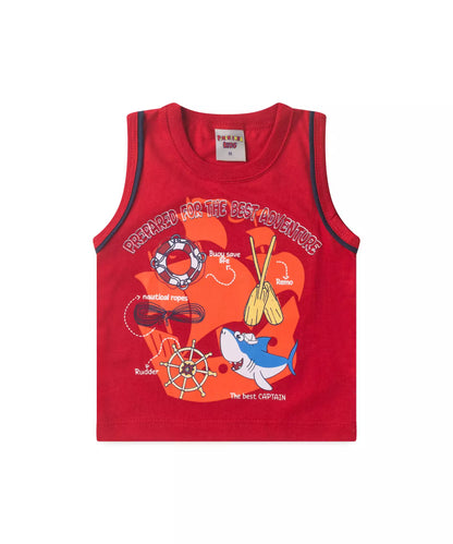 Conjunto Curto Bebê Menino Aventura Marinha Vermelho