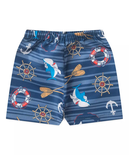 Conjunto Curto Bebê Menino Aventura Marinha Vermelho