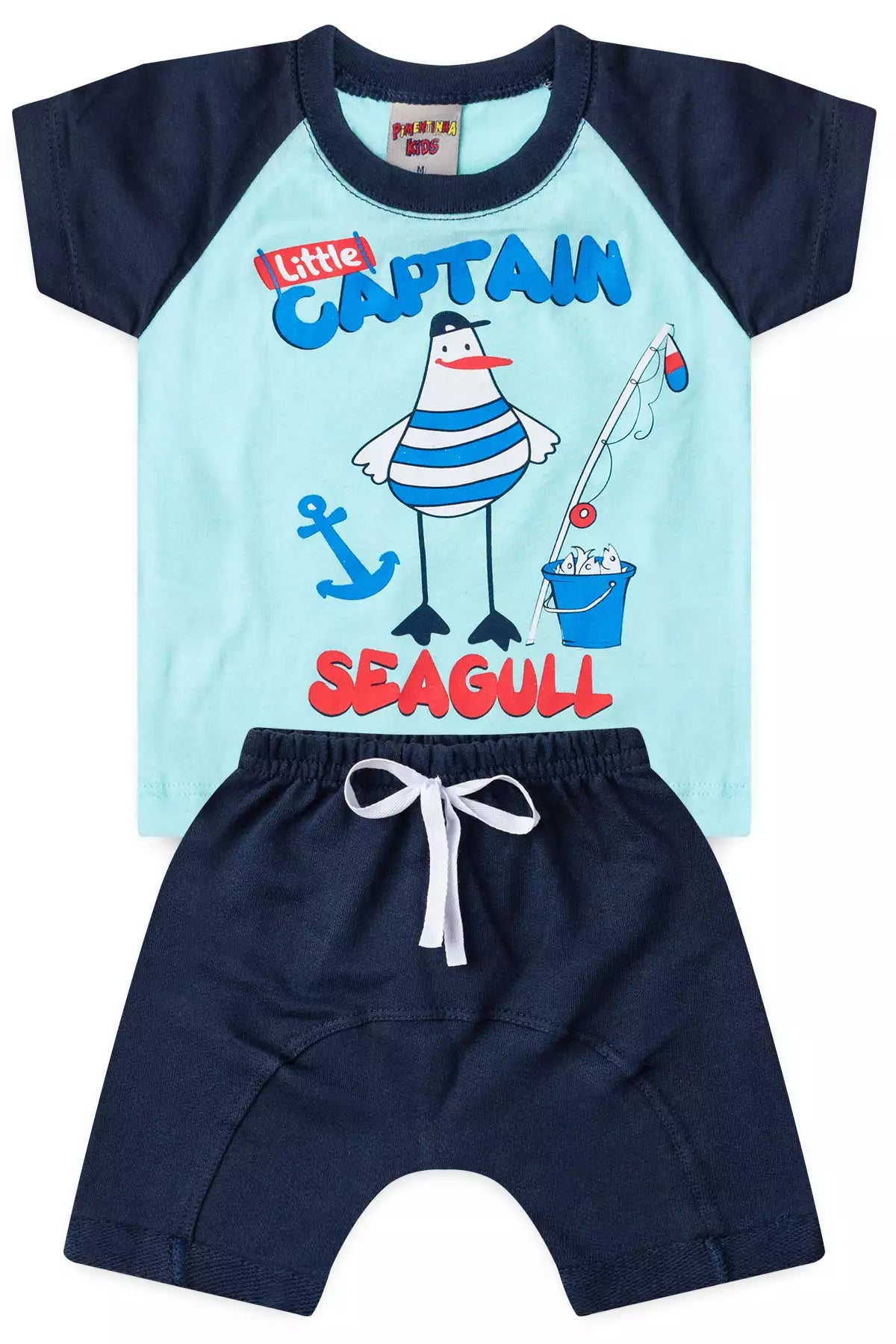 Conjunto Curto Bebê Menino Little Captain Azul