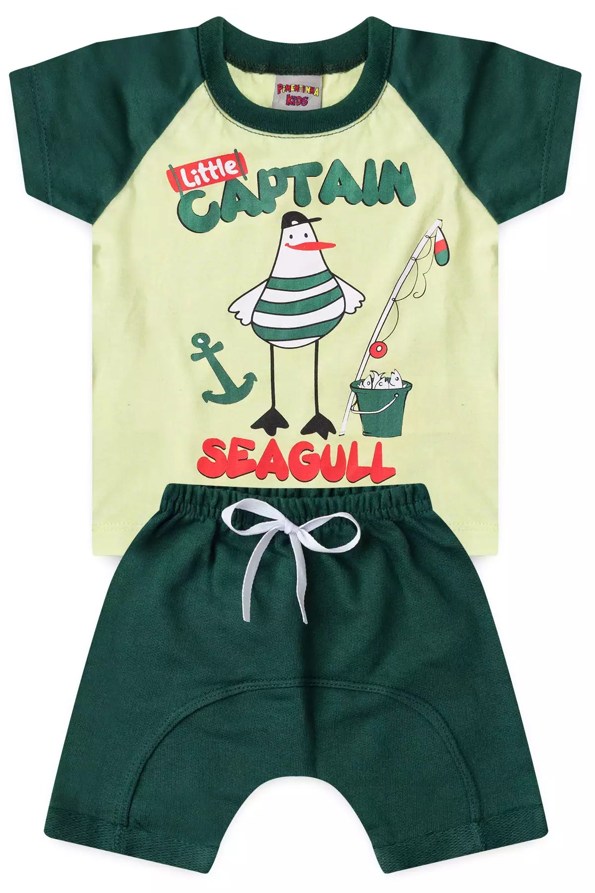 Conjunto Curto Bebê Menino Little Captain Verde