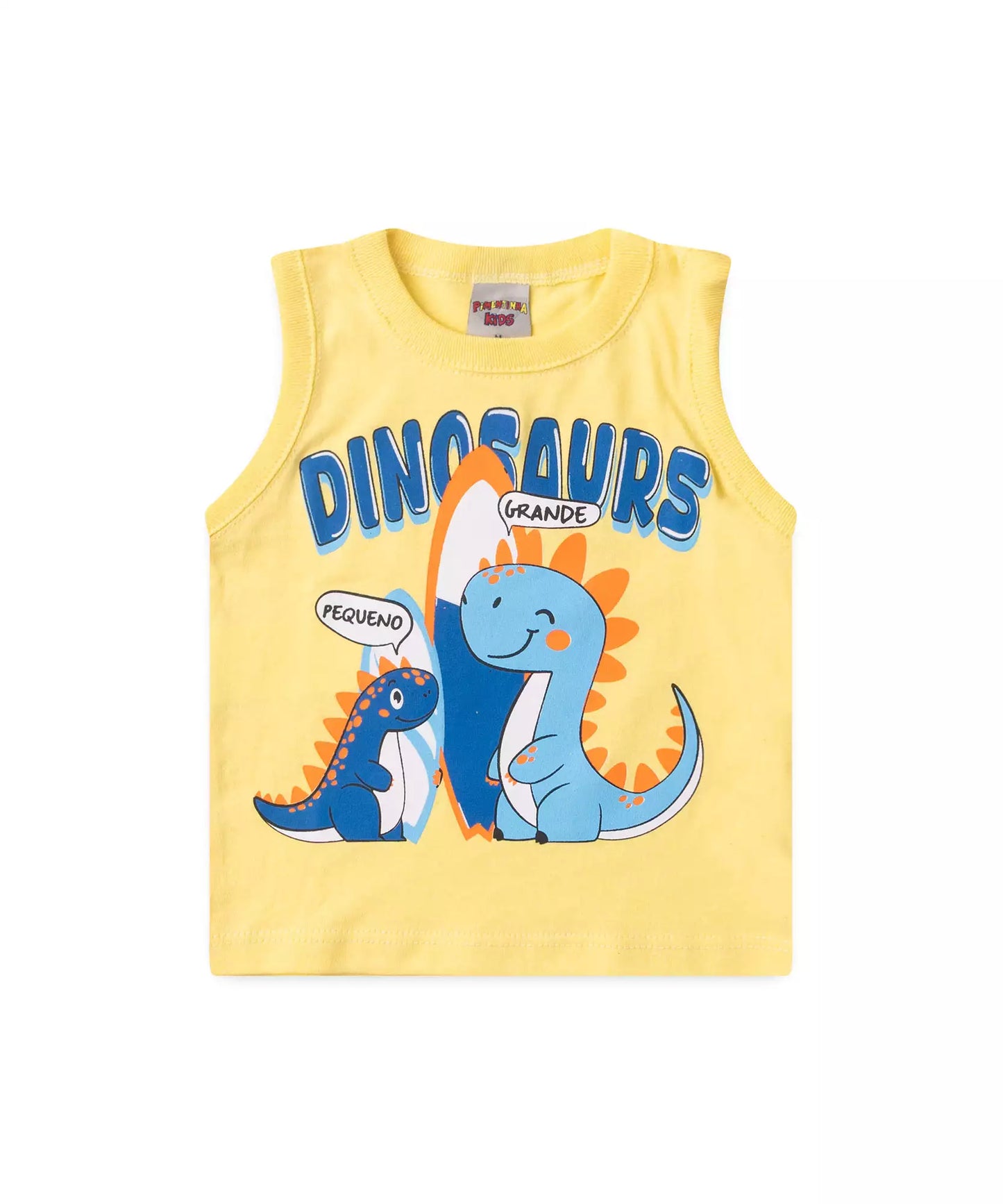 Conjunto Curto Bebê Menino Pequenos Dinossauros Amarelo