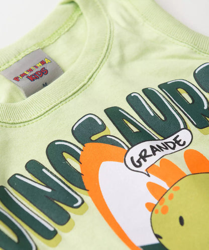 Conjunto Curto Bebê Menino Pequenos Dinossauros Verde
