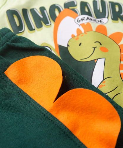 Conjunto Curto Bebê Menino Pequenos Dinossauros Verde