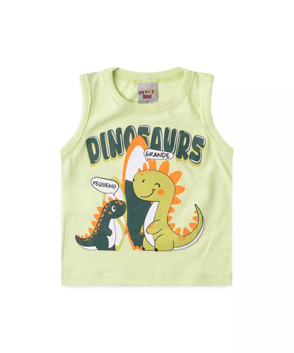 Conjunto Curto Bebê Menino Pequenos Dinossauros Verde