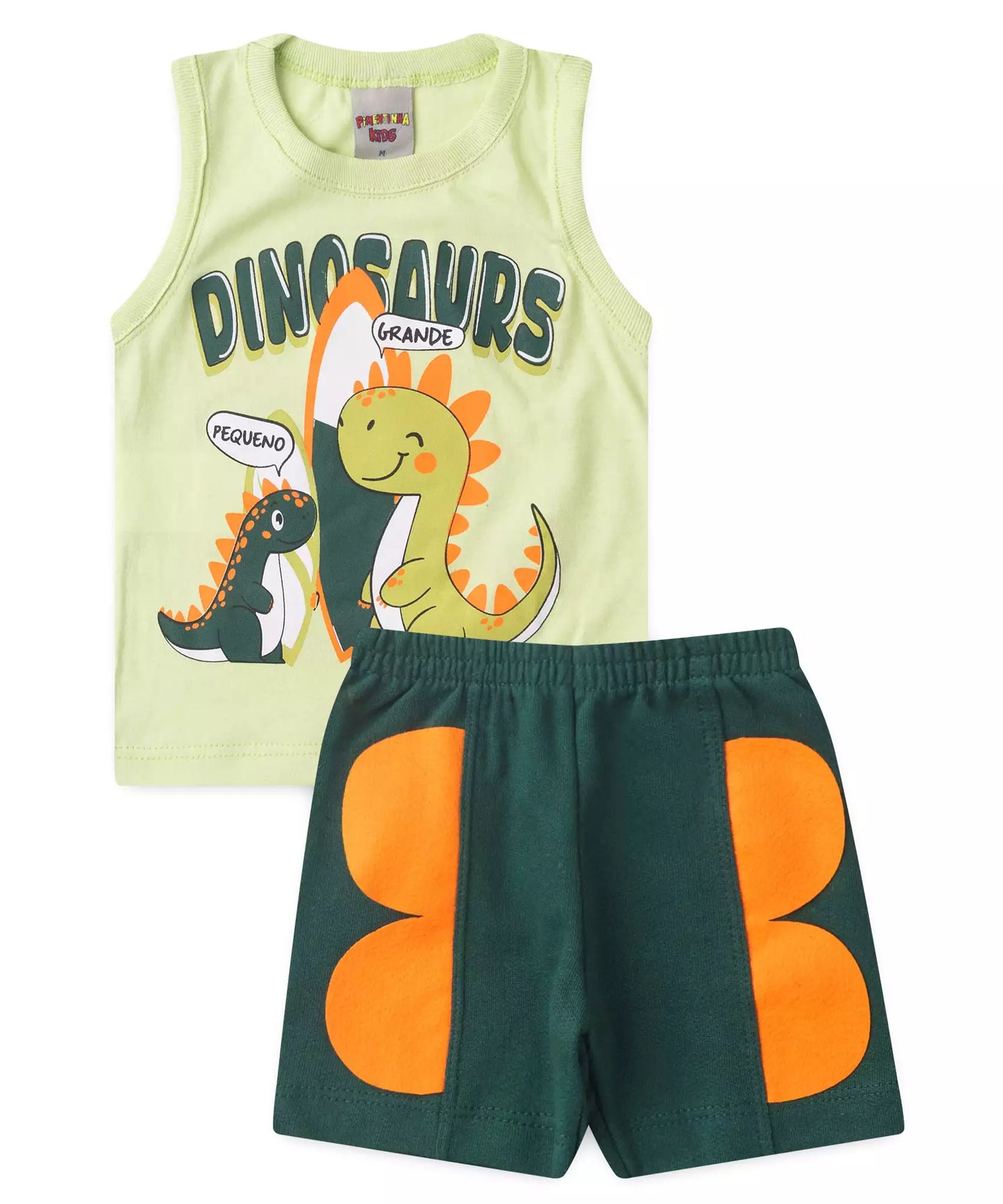 Conjunto Curto Bebê Menino Pequenos Dinossauros Verde