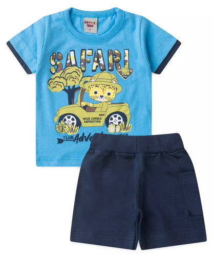 Conjunto Curto Bebê Menino Safari Adventure Azul