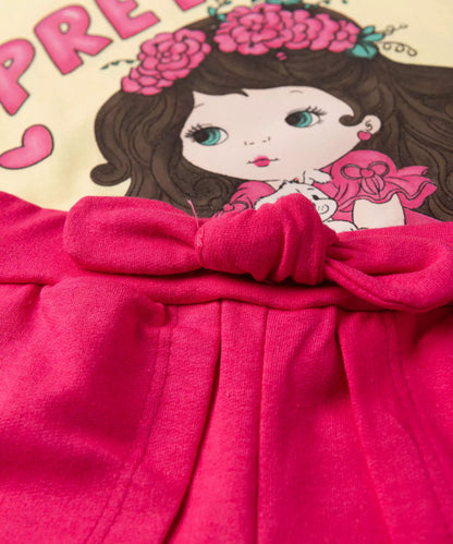 Conjunto Curto Infantil Feminino Bonequinha Amarelo