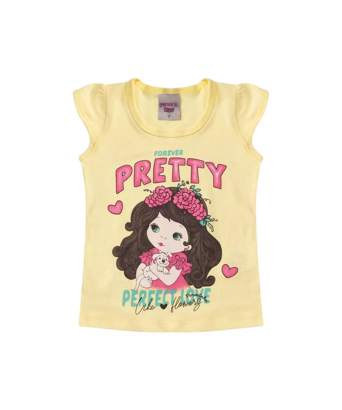 Conjunto Curto Infantil Feminino Bonequinha Amarelo