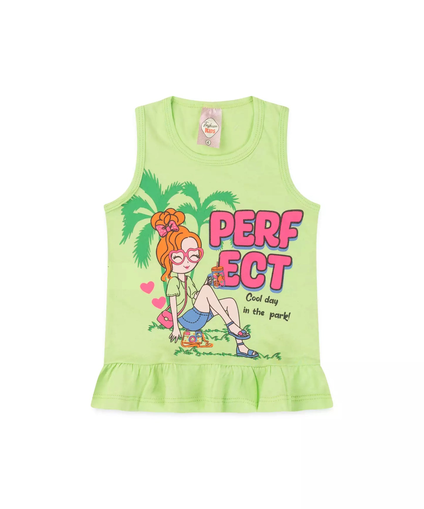 Conjunto Curto Infantil Feminino Bonequinha Verde