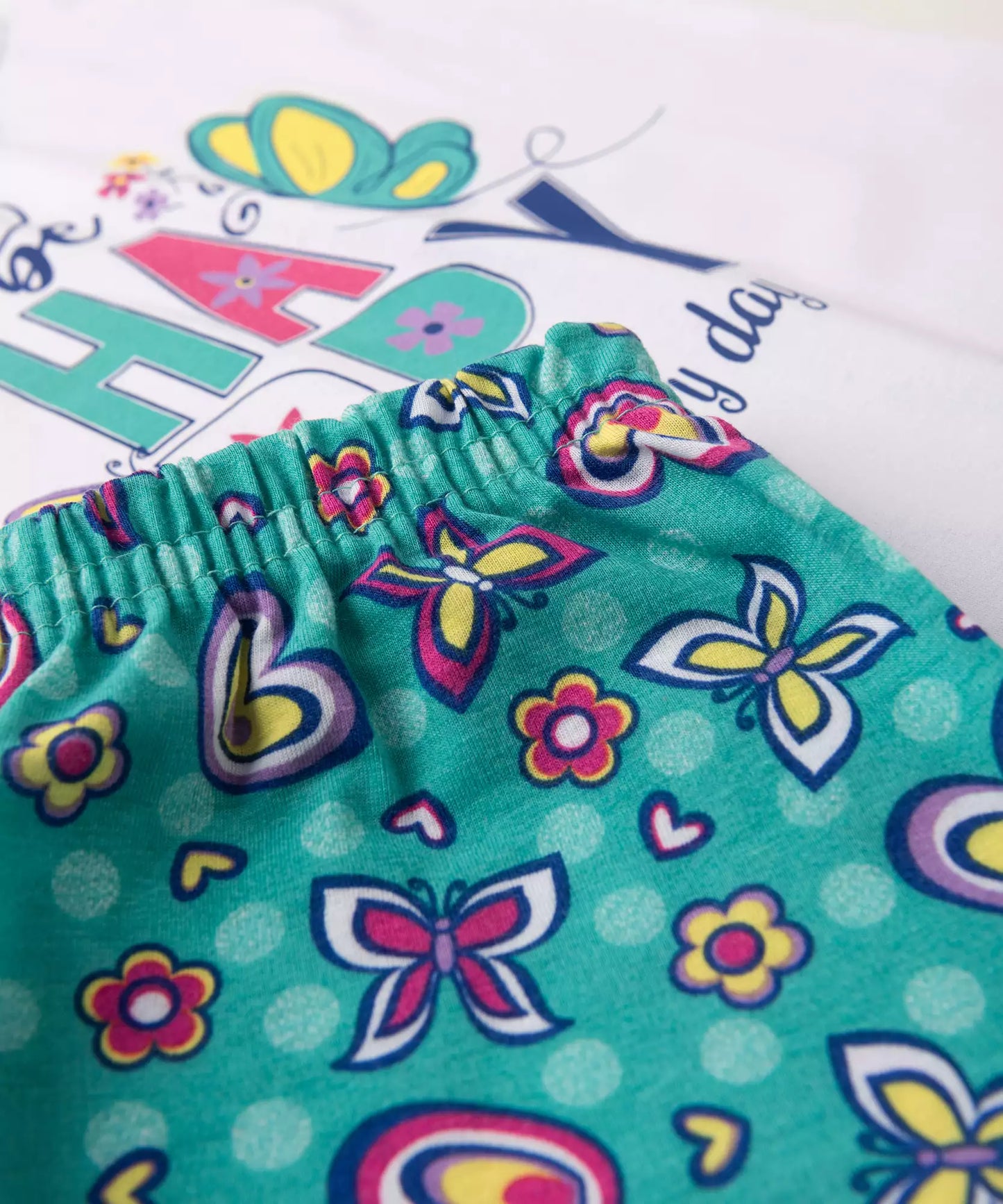 Conjunto Curto Infantil Feminino Borboleta Branco