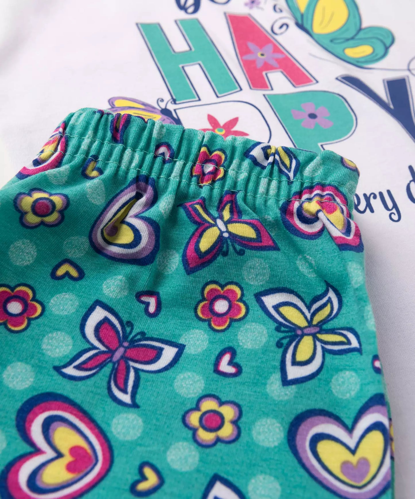 Conjunto Curto Infantil Feminino Borboleta Branco