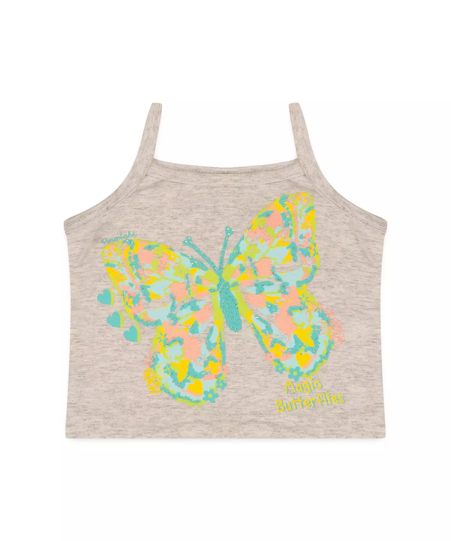 Conjunto Curto Infantil Feminino Borboleta Mescla