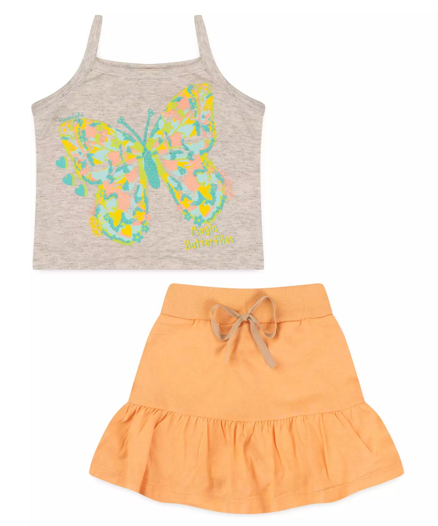 Conjunto Curto Infantil Feminino Borboleta Mescla
