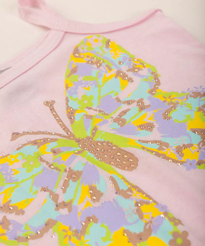 Conjunto Curto Infantil Feminino Borboleta Rosa