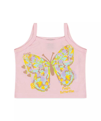 Conjunto Curto Infantil Feminino Borboleta Rosa