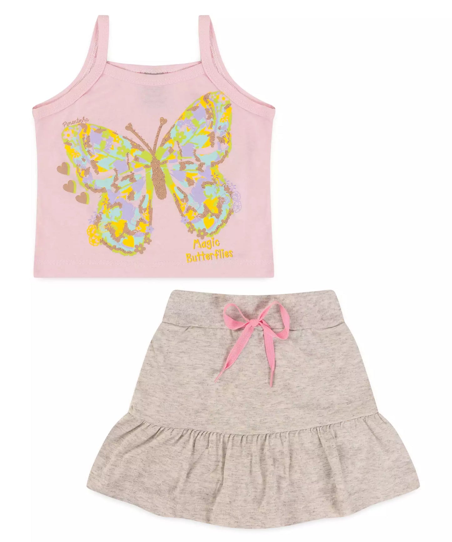Conjunto Curto Infantil Feminino Borboleta Rosa