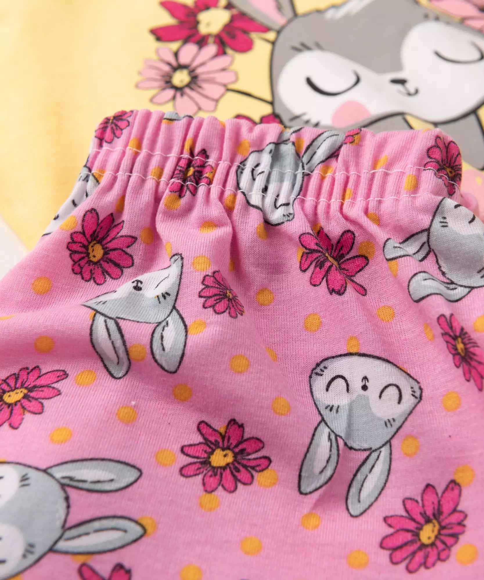 Conjunto Curto Infantil Feminino Coelho Amarelo