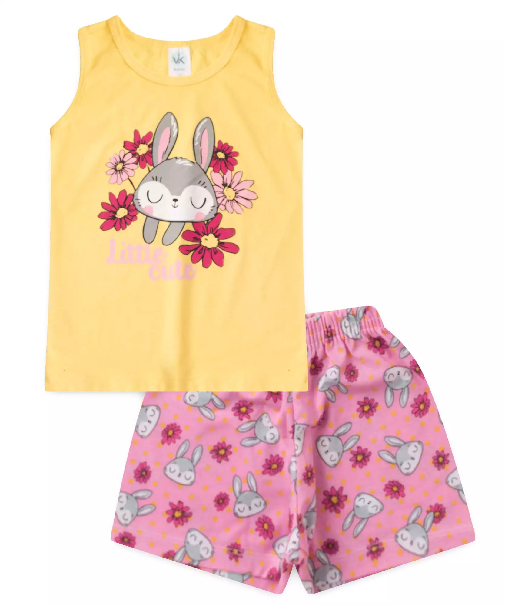 Conjunto Curto Infantil Feminino Coelho Amarelo