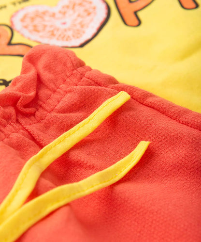 Conjunto Curto Infantil Feminino Coração Amarelo