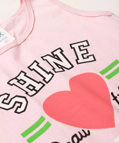 Conjunto Curto Infantil Feminino Coração Rosa