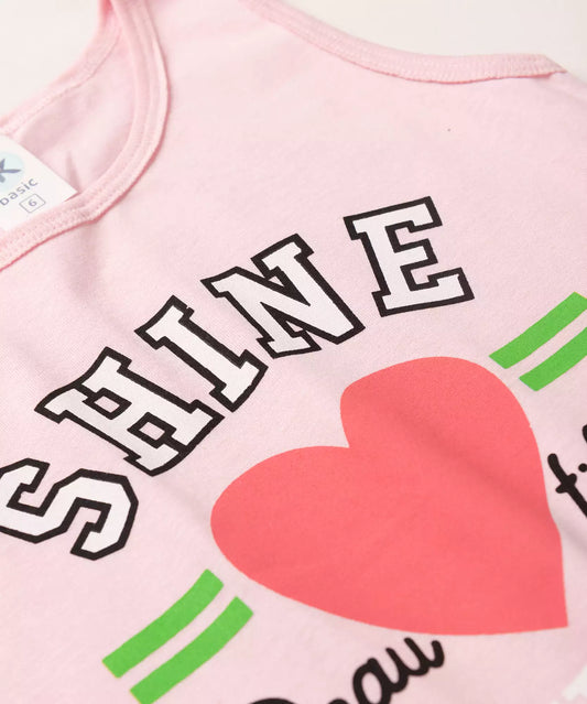 Conjunto Curto Infantil Feminino Coração Rosa