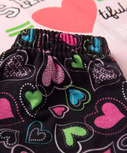 Conjunto Curto Infantil Feminino Coração Rosa