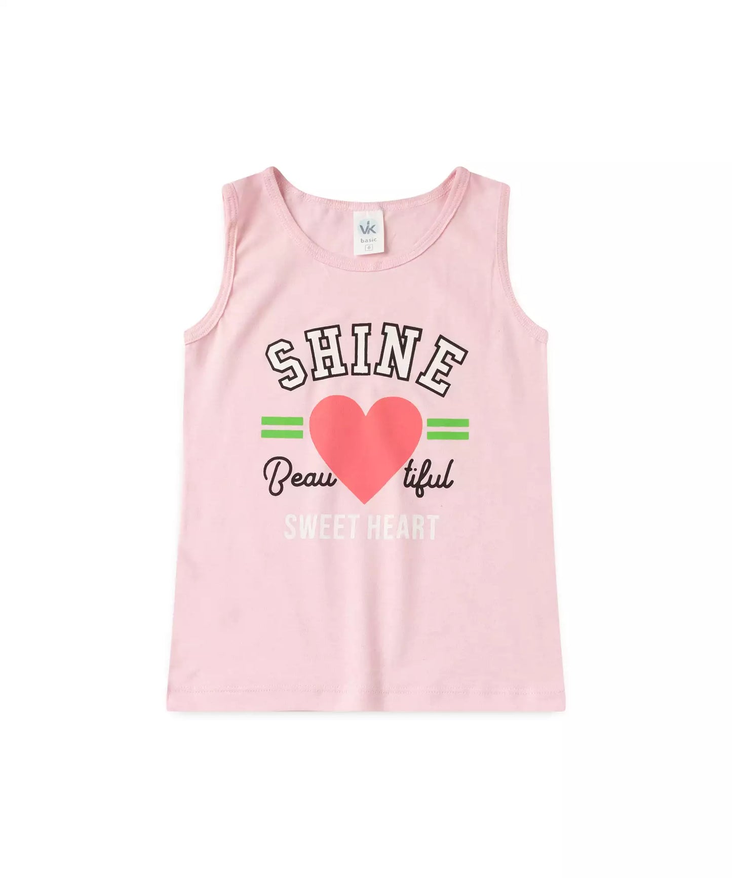 Conjunto Curto Infantil Feminino Coração Rosa